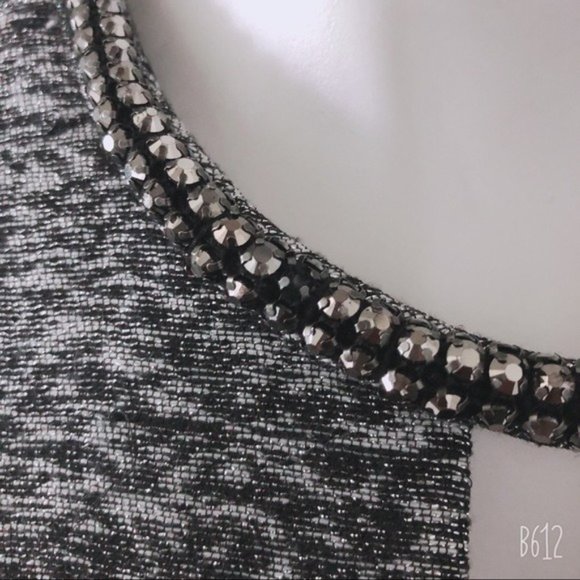 Donna Ricco Jacquard Dress Grey Metallic Jeweled Neckline Size 16 MSRP $138.00 - Picture 11 of 15